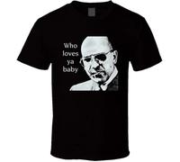 LUGUCHIF Telly Savalas Kojack t-Shirt Who Loves yo Baby Retro TV She Shirts Black Men's