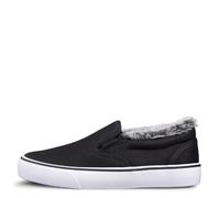 Lugz Women's Clipper LX Fur Classic Slip-on Fashion Sneaker, Black/White, 7.5, M