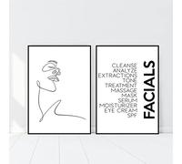 LUHDFYS Impression sur toile pour le visage - Spa - Beauté - Esthéticienne - Cadeau de femme - Dessin à une ligne - Peinture scandinave sans cadre (30,5 x 40,6 cm sans cadre)