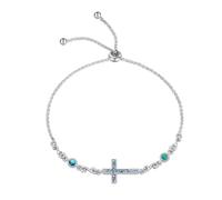 LUHE Bracelet croix pour femmes et filles en argent sterling, bracelets chrétiens avec croix latérale, chaîne à maillons religieux, cadeaux de bijoux, Acier inoxydable