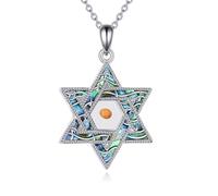 LUHE Collier en argent sterling avec pendentif étoile de David/croix/main de Fatima - Cadeau idéal pour femme, Acier inoxydable