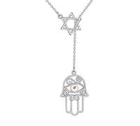 LUHE Collier en argent sterling avec pendentif étoile de David/croix/main de Fatima - Cadeau idéal pour femme, Acier inoxydable