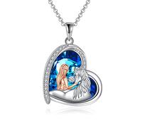 LUHE Collier sirène en argent sterling avec pendentif en forme de croissant de lune et étoile - Cadeau d'anniversaire pour filles, filles et femmes
