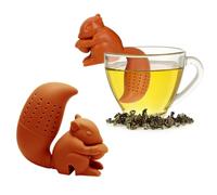 LUHEVIDIA 2pcs Adorable infuseur à thé en forme d'écureuil, infuseur à thé réutilisable en silicone pour feuilles de thé en vrac, jolie passoire à thé (2 Marron)