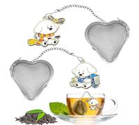 LUHEVIDIA 2PCS infuseur thé, boule a the en acier inoxydable en forme de cœur + pendentif animal mignon, boule a the infuseu rend la dégustation du thé amusante(Chien magique mignon)