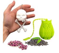 LUHEVIDIA 2pcs infuseur thé en forme d'animaux amusants, boule à thé réutilisables, jolie boule a the infuseu en silicone coffret cadeau(Crâne + Hibou)