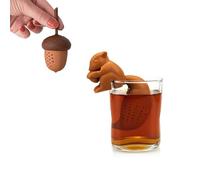 LUHEVIDIA Écureuil et Gland infuseur thé, 2PCS Cadeau de boule a the en silicone, boule a the infuseu réutilisables pour le thé en vrac Vous permet de profiter d'un agréable moment de thé l'après-midi