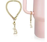 LUHOHI Breloques de tasse pour poignée Stanley - Breloques en forme de lettre couronne, accessoires pour poignée Stanley, gobelets de 1,2 l, initiale dorée, bouteille d'eau, tasse avec paillettes