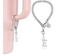 LUHOHI Breloques en forme de lettre argentée pour tasse Stanley - Accessoires pour poignée Stanley, gobelets de 1,2 l, bouteille d'eau, porte-clé avec paillettes diamantées, bijoux, décorations