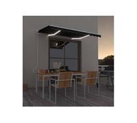 Auvent Automatique Capteur de Vent et LED 400x350 cm Anthracite Store vidaXL