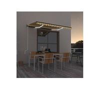 Luifel automatisch met LED en windsensor 350x250 cm geel en wit3069093