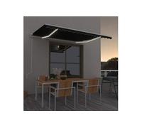 Auvent Automatique Capteur de Vent et LED 400x350 cm Anthracite Store vidaXL