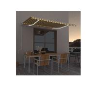 Vidaxl Auvent Automatique Capteur De Vent/Led 400x300cm Jaune Et Blanc Jaune