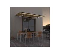Auvent Automatique Capteur de Vent/LED 450x300cm Jaune et Blanc Store vidaXL