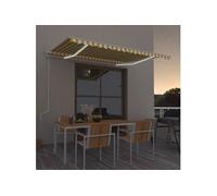 vidaXL Luifel automatisch met LED en windsensor 450x350 cm geel wit3069013 Blanc G