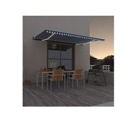 Luifel automatisch met LED en windsensor 500x350 cm blauw wit3069231