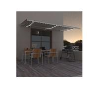 Auvent Automatique avec Capteur de Vent et LED 500x350 cm Crème Store vidaXL