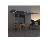 Luifel automatisch met LED en windsensor 600x350 cm blauw wit3069051