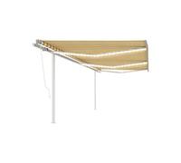 Auvent Automatique avec Capteur de Vent et LED Store de Balcon Terrasse Jardin Patio Extérieur Ombrage des Fenêtres 6x3 m Jaune et Blanc