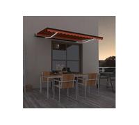 Luifel automatisch met LED windsensor 450x350 cm oranje bruin3069215