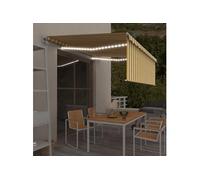 Luifel automatisch met rolgordijn LED windsensor 4x3 m geel wit 3069313