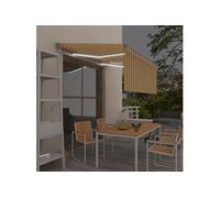 Auvent Automatique Store Capteur de Vent et LED 5x3 m Crème Banne vidaXL