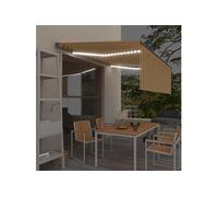 Luifel automatisch rolgordijn LED windsensor 4x3 m geel en wit 3069433