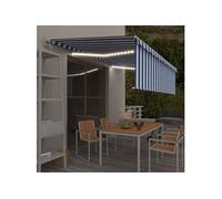 Vidaxl Auvent Automatique Capteur De Vent/Led 5x3 M Bleu Et Blanc Bleu