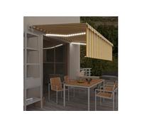 Vidaxl Auvent Automatique Capteur De Vent/Led 5x3 M Jaune Et Blanc Jaune