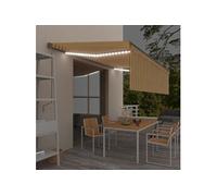 Vidaxl Auvent Automatique Capteur De Vent/Led 5x3 M Jaune Et Blanc