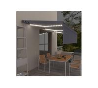 vidaXL Auvent Automatique Store Capteur de Vent LED Banne Pliable Jardin Balcon Terrasse Extérieur Protection Contre Rayons UV 6x3 m Bleu et Blanc