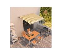 Auvent rétractable automatique - vidaXL - 300x250 cm - Jaune et blanc - Aluminium - Polyester avec revêtement PU