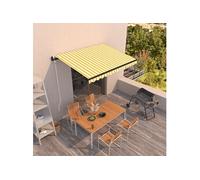 vidaXL Luifel automatisch uittrekbaar 350x250 cm geel en wit3069088 Blanc G