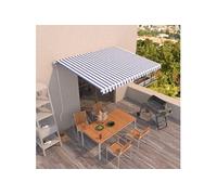 Luifel automatisch uittrekbaar 400x350 cm blauw en wit3068986