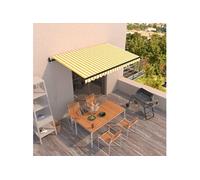 Vidaxl Auvent Rétractable Automatique 400x350 Cm Jaune Et Blanc Jaune