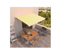 Vidaxl Auvent Rétractable Automatique 450x300 Cm Jaune Et Blanc Jaune