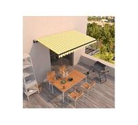 Luifel automatisch uittrekbaar 450x300 cm geel en wit3069128