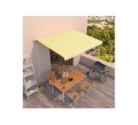 Vidaxl Auvent Rétractable Automatique 450x350 Cm Jaune Et Blanc Jaune