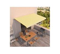 vidaXL Luifel automatisch uittrekbaar 500x300 cm geel en wit3068948 Blanc G
