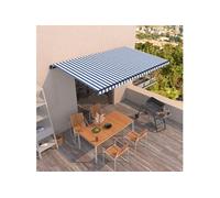 Vidaxl Auvent Rétractable Automatique 500x350 Cm Bleu Et Blanc Blanc