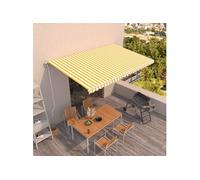 vidaXL Auvent Rétractable Automatique Auvent de Terrasse Store de Balcon Jardin Patio Extérieur Ombrage des Fenêtres 500x350 cm Jaune et Blanc