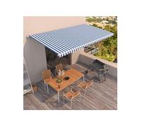 Luifel automatisch uittrekbaar 600x350 cm blauw en wit3069046