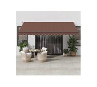Vidaxl Auvent Rétractable Automatique Avec Led Marron 450x300 Cm