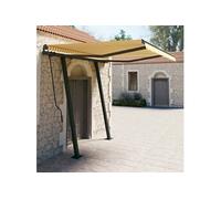 Vidaxl Auvent Rétractable Automatique Et Poteaux 3,5x2,5 M Jaune Blanc Jaune