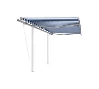 Luifel automatisch uittrekbaar met palen 3x2,5 m blauw en wit3069906
