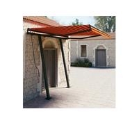 Luifel automatisch uittrekbaar met palen 3x2,5 m oranje bruin3070110