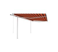Vidaxl Auvent Rétractable Automatique Et Poteaux 4x3m Orange Et Marron Orange