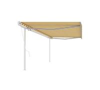 Vidaxl Auvent Automatique Rétractable Avec Poteaux 5x3,5 M Jaune Blanc