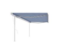 Vidaxl Auvent Rétractable Automatique Avec Poteaux 5x3 M Bleu Et Blanc