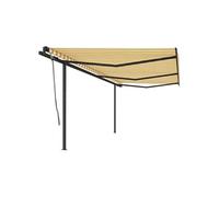 Luifel automatisch uittrekbaar met palen 6x3 m geel en wit3070208